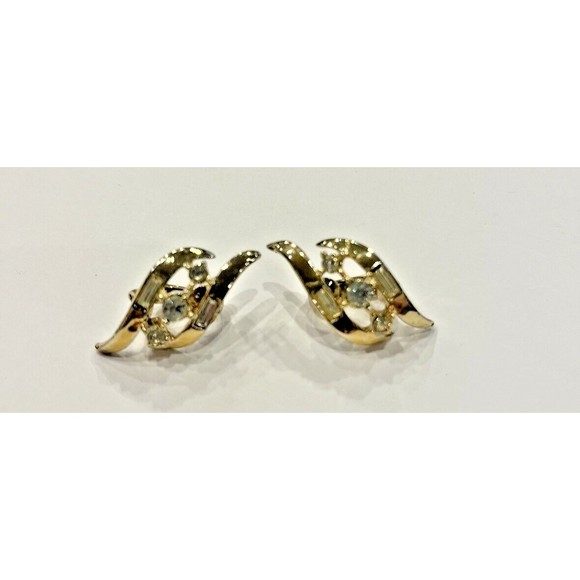 CORO Signed Vintage Earrings Lot of (2 pair) Rhinestone Screw & Clip A11… - Picture 7 of 12